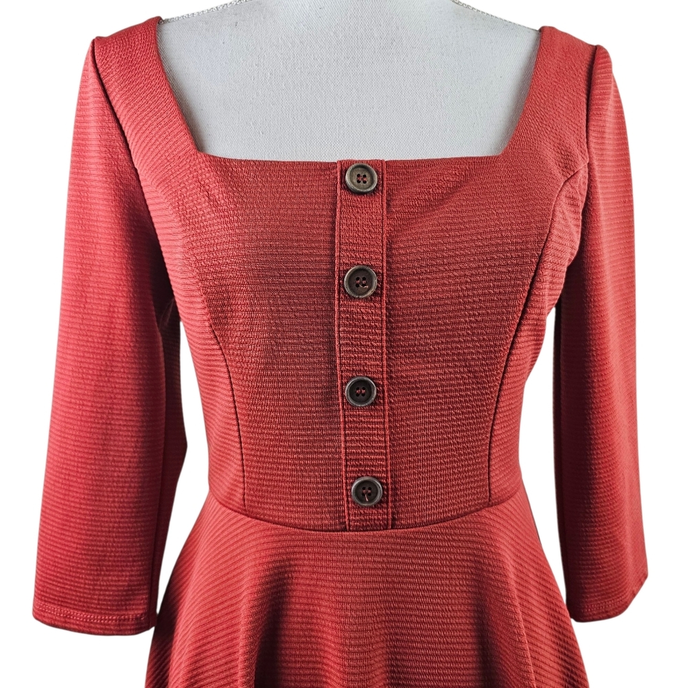 Mi Ami Francesca's Retro 60' Ribbed Fit & Flare Dress In S - Picture 2 of 6